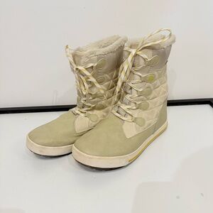 Merrell Heidi Waterproof Snow Boots - Size 7Y (Fits Women 8.5-9) - Cream